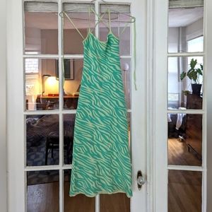 Zara Green Zebra Striped Dress, Size: S 